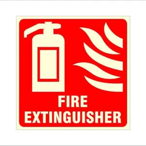 Alternative view of Green Glow In The Dark 'Fire Extinguisher' Sign Board 8X8 Inch, Uv Digital Printed, Waterproof Foam Sheet For Office, Hotel, Hospital, Restaurant, Home