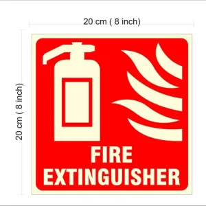 Green Glow In The Dark 'Fire Extinguisher' Sign Board 8X8 Inch, Uv Digital Printed, Waterproof Foam Sheet For Office, Hotel, Hospital, Restaurant, Home - Image 3