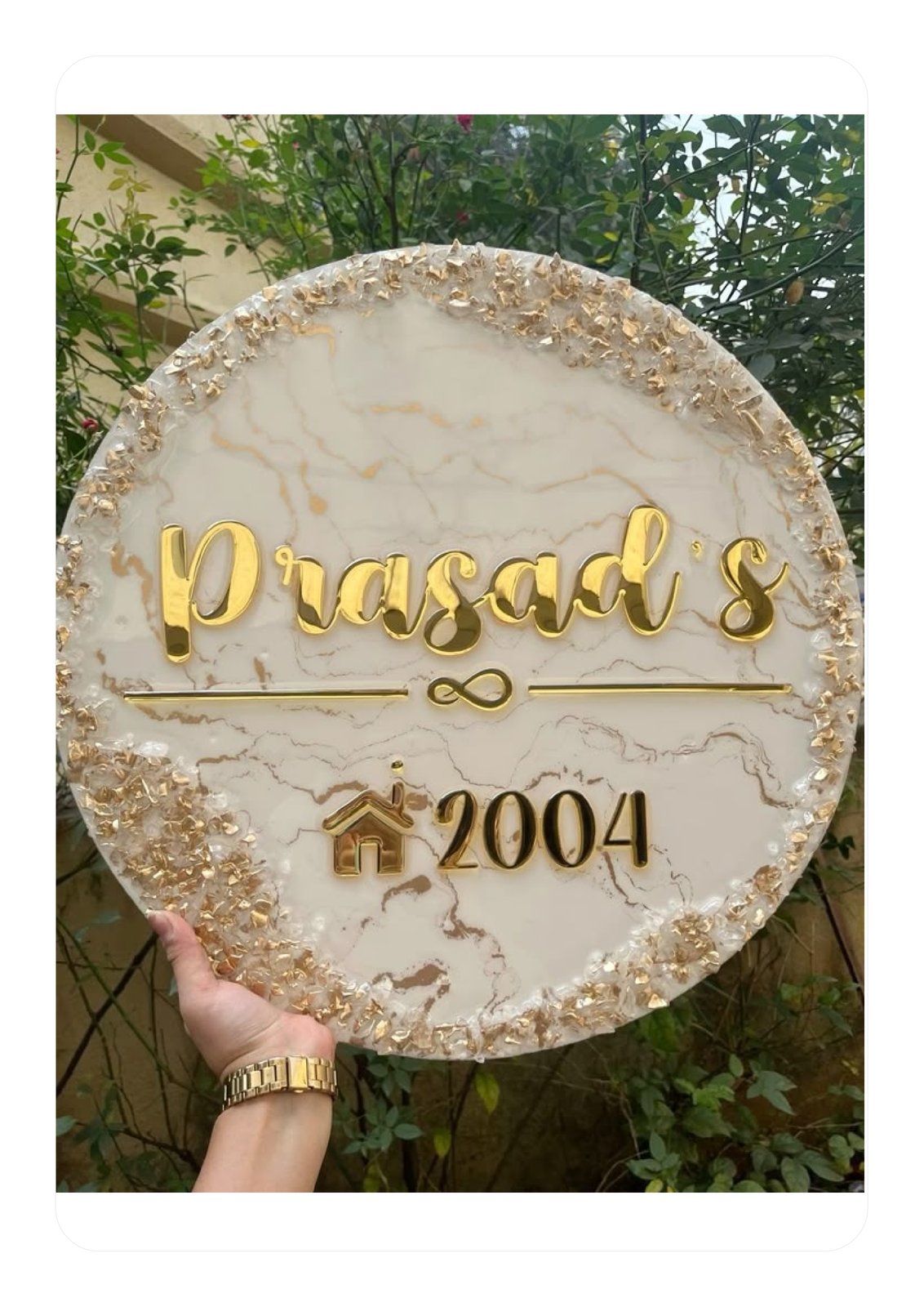 White & Gold Acrylic Customized Name Plate