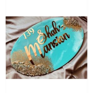 Blue & Gold Acrylic Customized Name Plate