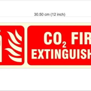 Red Glow In Dark Co2 Fire Extinguisher Sign Board For Hotel Home Restaurant Mall Hospital Bank Office - Digital Printed Self-Adhesive Wall Mount Foam Sheet 12X4 Inch - Image 3
