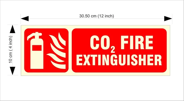 Red Glow In Dark Co2 Fire Extinguisher Sign Board For Hotel Home Restaurant Mall Hospital Bank Office - Digital Printed Self-Adhesive Wall Mount Foam Sheet 12X4 Inch - Image 3
