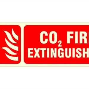 Alternative view of Red Glow In Dark Co2 Fire Extinguisher Sign Board For Hotel Home Restaurant Mall Hospital Bank Office - Digital Printed Self-Adhesive Wall Mount Foam Sheet 12X4 Inch