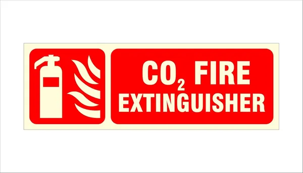 Red Glow In Dark Co2 Fire Extinguisher Sign Board For Hotel Home Restaurant Mall Hospital Bank Office - Digital Printed Self-Adhesive Wall Mount Foam Sheet 12X4 Inch - Image 2