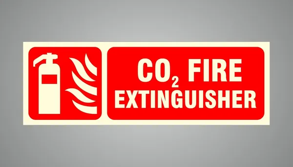 Red Glow In Dark Co2 Fire Extinguisher Sign Board For Hotel Home Restaurant Mall Hospital Bank Office - Digital Printed Self-Adhesive Wall Mount Foam Sheet 12X4 Inch