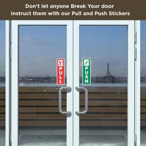 Multicolor Self Adhesive Push And Pull Sign Stickers For Glass, Wood, Or Metal Doors | Easy To Apply, Design For Home, Office, Business (Set Of 2) - Image 4