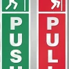 Multicolor Self Adhesive Push And Pull Sign Stickers For Glass, Wood, Or Metal Doors | Easy To Apply, Design For Home, Office, Business (Set Of 2)