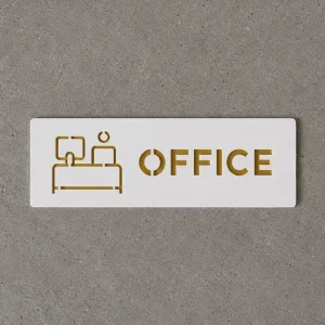 Alternative view of Office Premium White Gold Finish Acrylic Office Door Sign Easy Mount Self-Adhesive Tape Signage For Hotel, Office, Resort, Society, Corporate, Business & Hospital