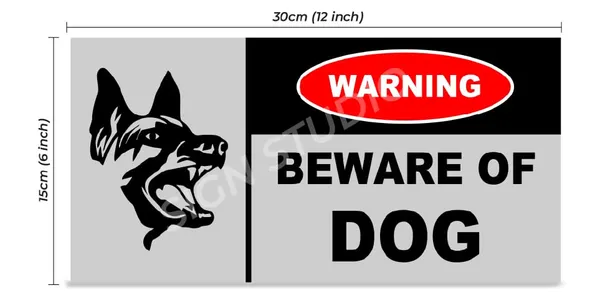 White Heavy Duty Foam Sheet Sign Board Beware Of Dog Printed Design Ideal For Office, Factory, Hospital, Public Places, And Residences (Pack Of 2) - Image 2