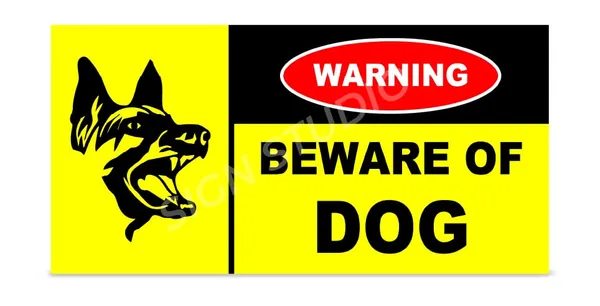 Yellow Heavy Duty Foam Sheet Sign Board Beware Of Dog Printed Design Ideal For Office, Factory, Hospital, Public Places, And Residences (Pack Of 1) - Image 2