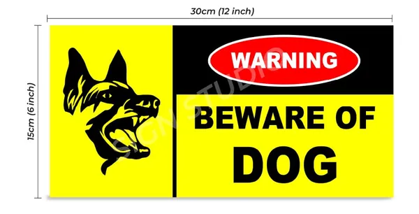 Yellow Heavy Duty Foam Sheet Sign Board Beware Of Dog Printed Design Ideal For Office, Factory, Hospital, Public Places, And Residences (Pack Of 1) - Image 3