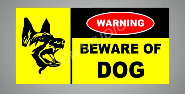 Yellow Heavy Duty Foam Sheet Sign Board Beware Of Dog Printed Design Ideal For Office, Factory, Hospital, Public Places, And Residences (Pack Of 2)