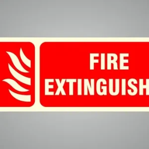Red Glow-In-Dark Fire Extinguisher Sign, Emergency Safety Wall Mount - For Hotel Home Restaurant Mall Hospital Bank Office