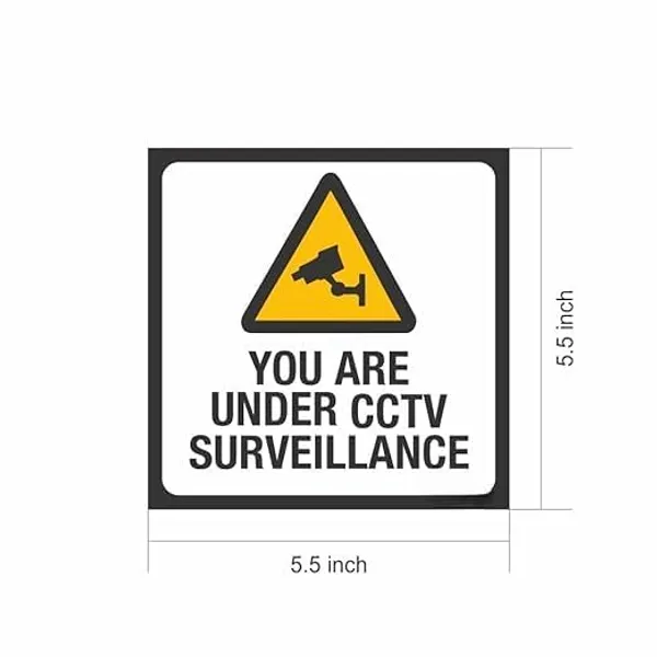 Light/Bright Cctv Surveillance Warning Stickers 4 Pack (5.5X5.5 Inch) | Weatherproof, Uv Protected, Long-Lasting Vinyl Signs | You Are Under Cctv Surveillance Decals For Home, Office & Business Use - Image 3