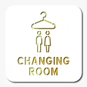 Alternative view of Changing Room Door Sign Premium White Gold Acrylic Name Plate With Self-Adhesive Backing Elegant, Easy-To-Mount Signage For Office, Hotel, Resort, Spa, Corporate, Society & Business Use