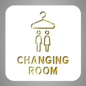 Changing Room Door Sign Premium White Gold Acrylic Name Plate With Self-Adhesive Backing Elegant, Easy-To-Mount Signage For Office, Hotel, Resort, Spa, Corporate, Society & Business Use
