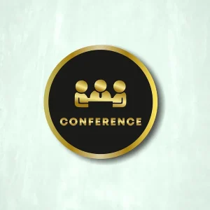 Alternative view of Golden & Black Conference Room Sign Acrylic Round Door Signage, Premium Self-Adhesive 6 Inch Sticker For Office, Hotel, Restaurant, Store, Cafe, Business & Shop Use