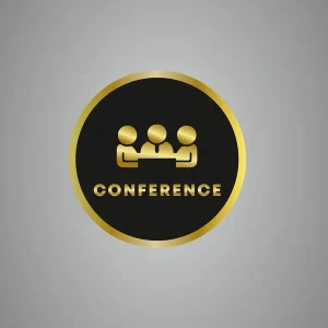 Golden & Black Conference Room Sign Acrylic Round Door Signage, Premium Self-Adhesive 6 Inch Sticker For Office, Hotel, Restaurant, Store, Cafe, Business & Shop Use