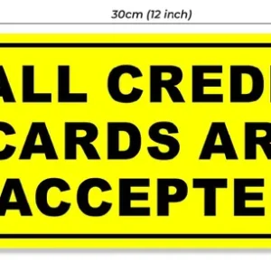 Yellow All Credit Cards Are Accepted Foam Sign Board Waterproof & Durable Pvc Sign For Shops, Counters & Billing Desks (Pack Of 2) - Image 3