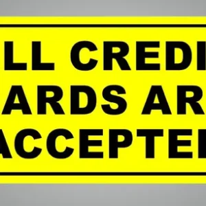 Yellow All Credit Cards Are Accepted Foam Sign Board Waterproof & Durable Pvc Sign For Shops, Counters & Billing Desks (Pack Of 2)
