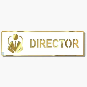 Alternative view of Director Premium White & Golden Finish Acrylic Director Door Sign Easy Mount 3M Self-Adhesive Tape Signage For Office, Hotel, Society, Resort, Business, Corporate & Hospital