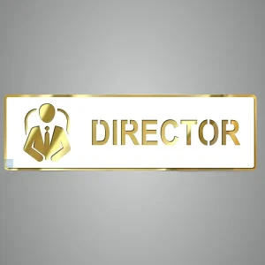 Director Premium White & Golden Finish Acrylic Director Door Sign Easy Mount 3M Self-Adhesive Tape Signage For Office, Hotel, Society, Resort, Business, Corporate & Hospital