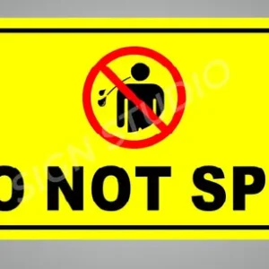 Yellow Heavy Duty Foam Sheet Sign Board "Do Not Spit" Printed Design For Office, Factory, Hospital, Public Places (Pack Of 2)