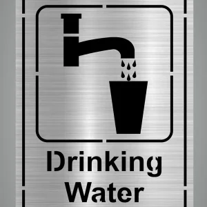 Silver Acrylic Drinking Water Signage Board | Drinking Water Sign For Business Shop Stores Cafes Shops Hospital School Office Hotel Restaurant Company Malls (Silver, 3.75 Inch X 5 Inch)
