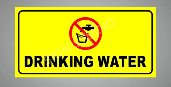 Yellow Drinking Water Foam Sign Board Waterproof & Durable Pvc Sign For Schools, Offices & Public Use (Pack Of 1)
