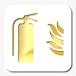 Alternative view of Fire Extinguisher Premium White Gold Finish Acrylic Fire Extinguisher Door Sign Easy Mount Self-Adhesive Tape Signage For Hotel, Office, Resort, Society, Corporate, Business & Hospital