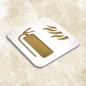 Fire Extinguisher Premium White Gold Finish Acrylic Fire Extinguisher Door Sign Easy Mount Self-Adhesive Tape Signage For Hotel, Office, Resort, Society, Corporate, Business & Hospital - Image 3