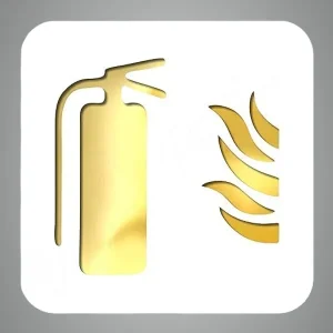 Fire Extinguisher Premium White Gold Finish Acrylic Fire Extinguisher Door Sign Easy Mount Self-Adhesive Tape Signage For Hotel, Office, Resort, Society, Corporate, Business & Hospital