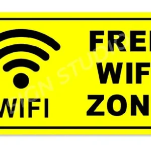 Alternative view of Yellow Heavy Duty Foam Sheet Sign Board Free Wifi Printed Design Ideal For Office, Factory, Hospital, Cafes, And Public Places (Pack Of 1)