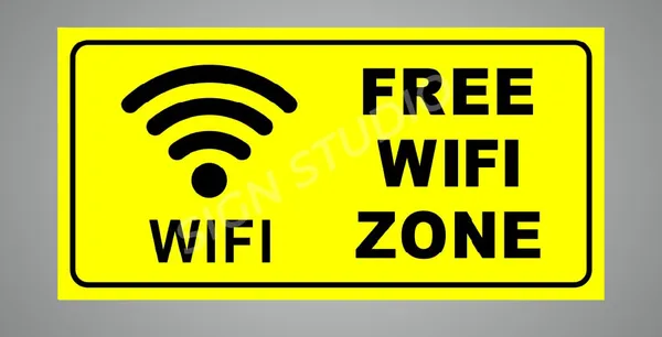 Yellow Heavy Duty Foam Sheet Sign Board Free Wifi Printed Design Ideal For Office, Factory, Hospital, Cafes, And Public Places (Pack Of 2)