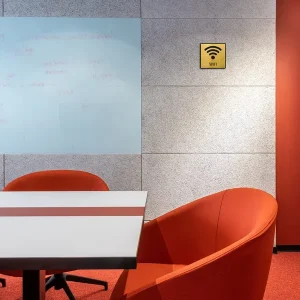 Wifi Premium Gold Acrylic 'Free Wifi' Sign Brush Finish, Self-Adhesive With 3M Double-Sided Tape, 5.8 Inch Easy Mount Wifi Signage For Cafã©, Office, Hotel, Store, School, Hospital - Image 5