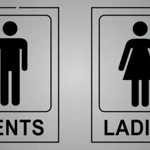 Silver Acrylic Gents & Ladies Washroom Toilet Sign Board | Waterproof, Easy To Apply Signage For Office, Hospital, Mall, And Public Use (Looks Like Stainless Steel)