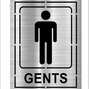 Alternative view of Silver Acrylic Gents Toilet Signage Board | Self Adhesive Restroom Sign Board | Board For Offices Hospitals Malls (Silver, 3.75 Inch X 5 Inch) Looks Like Stainless Steel
