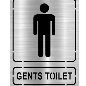 Silver Acrylic Gents Toilet Signage Board | Self Adhesive Restroom Sign Board | Board For Offices Hospitals Malls (Silver, 3.75 Inch X 5 Inch) Looks Like Stainless Steel - Image 3