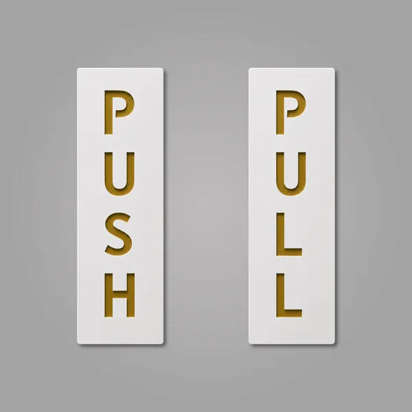 Push & Pull Premium White & Golden Finish Acrylic Push Pull Door Sign 6 X 2 Inch Easy Mount Self-Adhesive Tape Signage For Hotel, Office, Corporate, Business, Resort & Society
