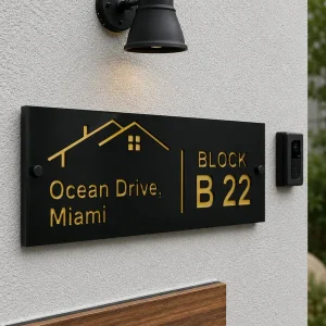 Alternative view of Personalized Name Plate For Home Entrance Outdoor - Acrylic Body, Waterproof | Designer Door Plates For Flat, Bungalow & Apartment - Customized