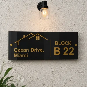 Personalized Name Plate For Home Entrance Outdoor - Acrylic Body, Waterproof | Designer Door Plates For Flat, Bungalow & Apartment - Customized
