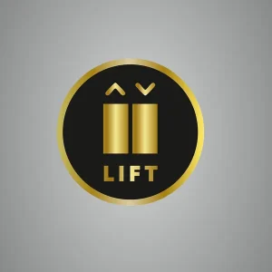 Lift Lift Signage Golden Black Round Acrylic Self-Adhesive 6 Inch Lift Door Sticker For Office, Hotel, Restaurant, Store, Cafe, Business & Shop Use