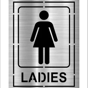 Alternative view of Silver Acrylic Ladies Toilet Signage Board | Self Adhesive Restroom Sign Board | Board For Offices Hospitals Malls (Silver, 3.75 Inch X 5 Inch) Looks Like Stainless Steel