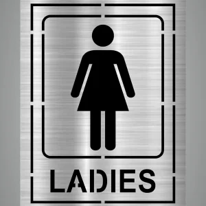 Silver Acrylic Ladies Toilet Signage Board | Self Adhesive Restroom Sign Board | Board For Offices Hospitals Malls (Silver, 3.75 Inch X 5 Inch) Looks Like Stainless Steel