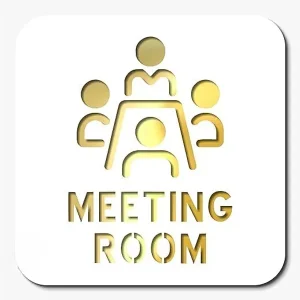 Alternative view of Meeting Room Premium White Gold Finish Acrylic Meeting Room Door Sign Easy Mount Self-Adhesive Tape Signage For Hotel, Office, Resort, Society, Corporate & Business Use