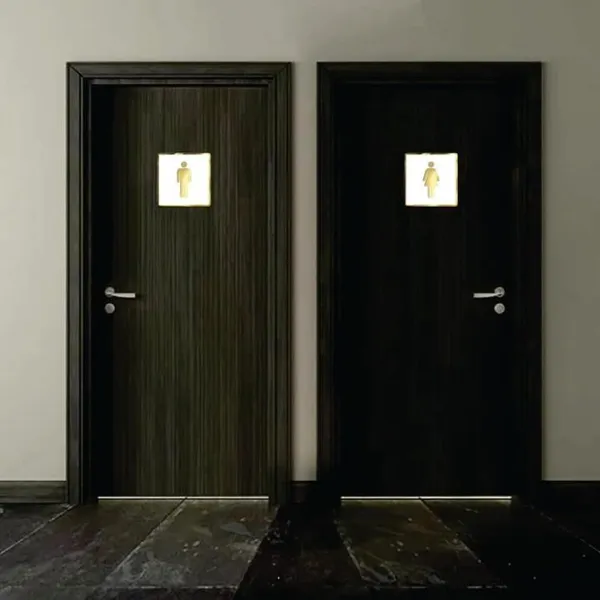 White & Gold Premium Finish Acrylic Men, Women, Restroom, Push & Pull Door Sign Set Easy Mount 3M Self-Adhesive Tape Signage For Hotel, Office, Corporate & Business Use - Image 3