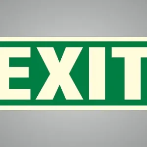 Green Glow in Dark Emergency Exit Sign, Led Illuminated - For Hotel Home Restaurant Mall Hospital Bank Office (Green And White)