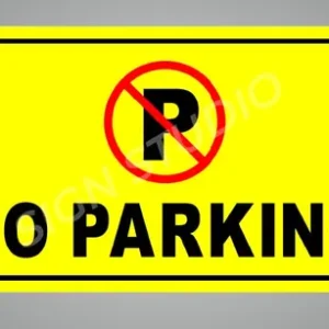 Yellow No Parking Foam Sign Board For Gate, Wall & Outdoor Use Waterproof & Durable With Adhesive Back (Pack Of 2)