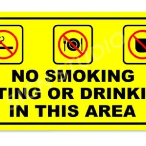 Alternative view of Yellow Heavy Duty Foam Sheet Sign Board No Smoking, No Eating, No Drinking Printed Design Ideal For Office, Factory, Hospital, And Public Places (Pack Of 2)