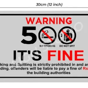 White No Smoking Fine Applicable Warning Foam Sign Board Waterproof & Durable With Adhesive Back For Office, Public Areas & Buildings (Pack Of 1) - Image 3